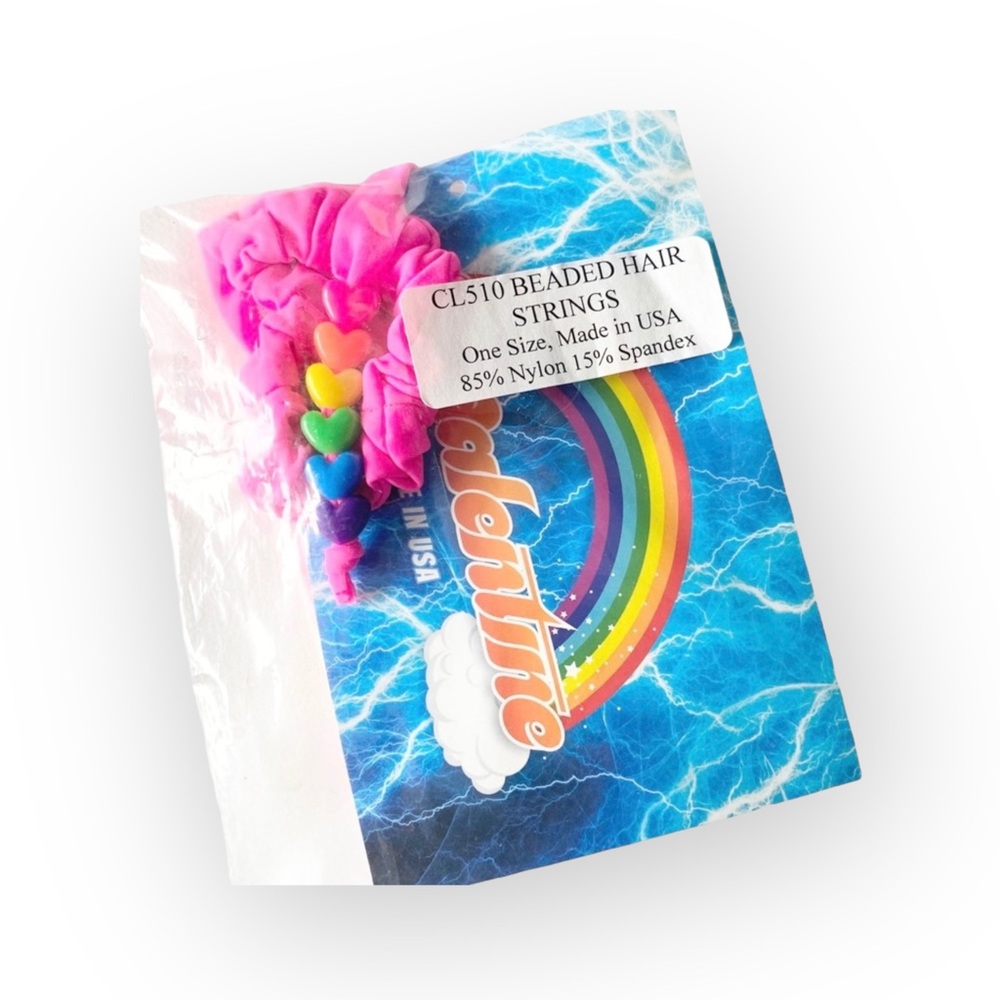 new J Valentine 𖦹 Candy Raver Glow in the Dark Beaded Hair Ties 𖦹 Neon Pink 𖦹 - Picture 6 of 16